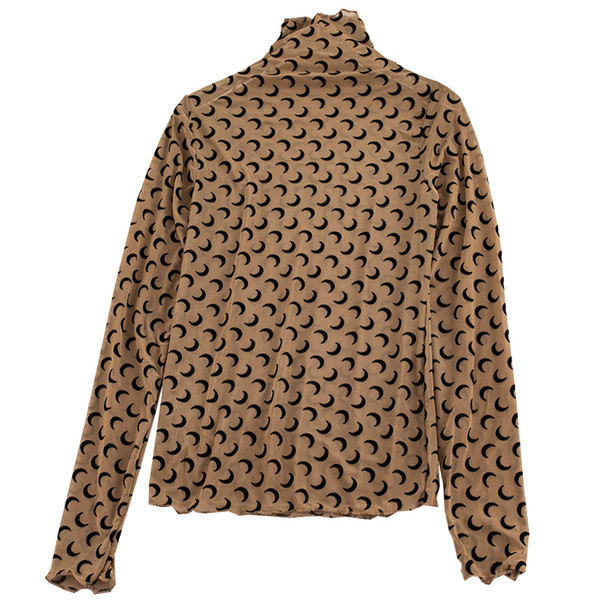 Γυναικεία μπλούζα με κολάρο πόλο σε καφέ και μαύρο χρώμα