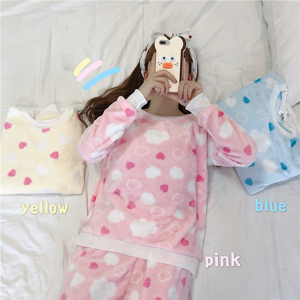 Modern női puha hosszú pizsama három színben