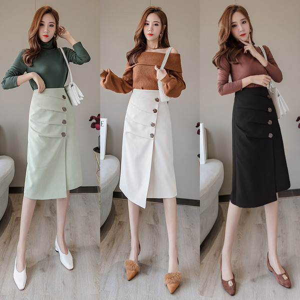 Fusta lunga de dama de actualitate in patru culori cu nasturi