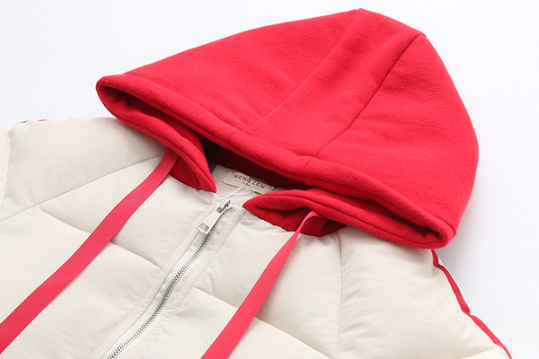 Jachetă lungă de iarnă casual de damă, cu glugă și buzunar, în alb, negru și galben