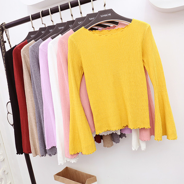 Bluză de damă modernă cu mâneci lotus în alb, gri, negru, maro, galben, roz, roșu și violet