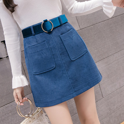 Modern női rövid szoknya három színben övvel és zsebekkel