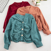 Μοντέρνο γυναικείο πουκάμισο με μακριά μανίκια σε τέσσερα χρώματα