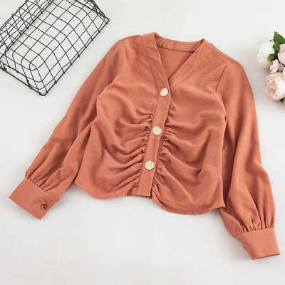 Μοντέρνο γυναικείο πουκάμισο με μακριά μανίκια σε τέσσερα χρώματα