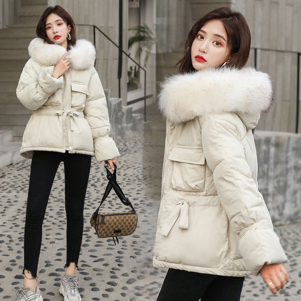 HIT Jachetă modernă de damă cu puf și legături în talie în mai multe culori