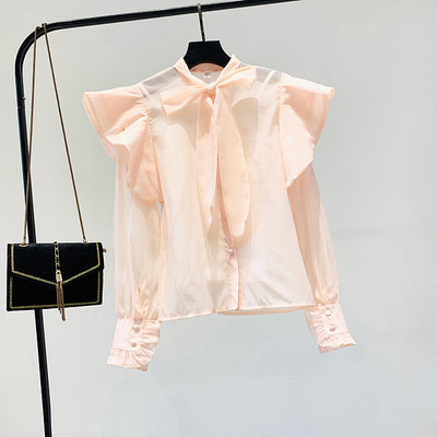 Aktuális női tüll ing megkötős fehér, fekete és rózsaszín színekben