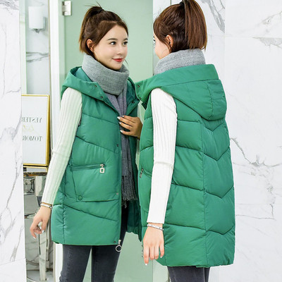 Modern női mellény kapucnival és cipzárral több színben