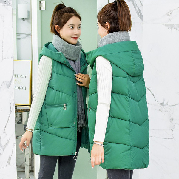 Modern női mellény kapucnival és cipzárral több színben