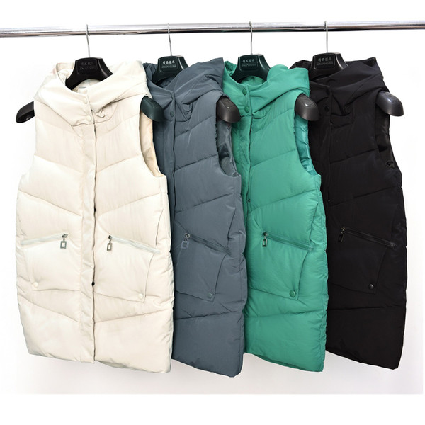 Modern női mellény kapucnival és cipzárral több színben