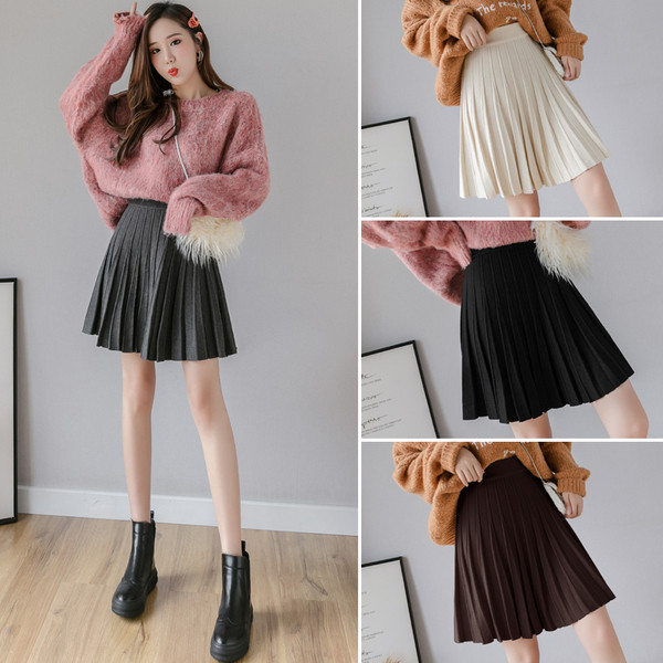 Κορυφαία γυναικεία σύντομη πλισέ φούστα σε τέσσερα χρώματα