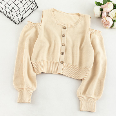 Pulover de dama modern cu nasturi si umerii goi in mai multe culori