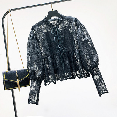 Μοντέρνα γυναικεία δαντελένια δαντέλα με κορδόνια  σε λευκό, μαύρο και μπεζ χρώμα