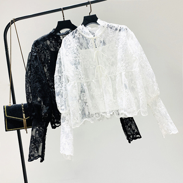 Μοντέρνα γυναικεία δαντελένια δαντέλα με κορδόνια  σε λευκό, μαύρο και μπεζ χρώμα