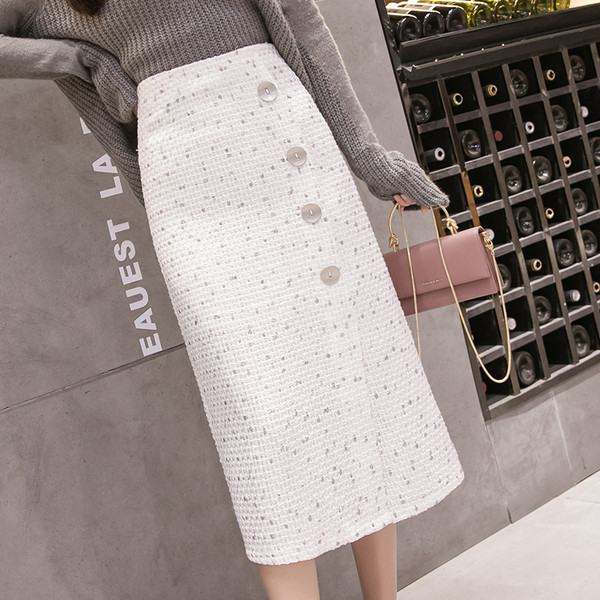 Дамска актуална дълга пола прав модел с копчета в два цвята