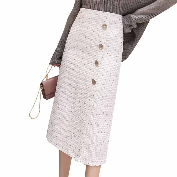 Дамска актуална дълга пола прав модел с копчета в два цвята