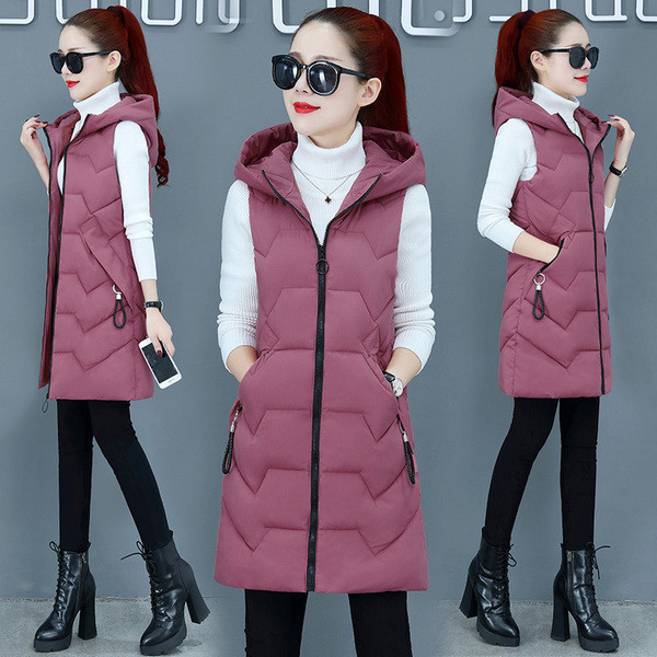 Vesta lunga dama cu gluga si fermoar in mai multe culori