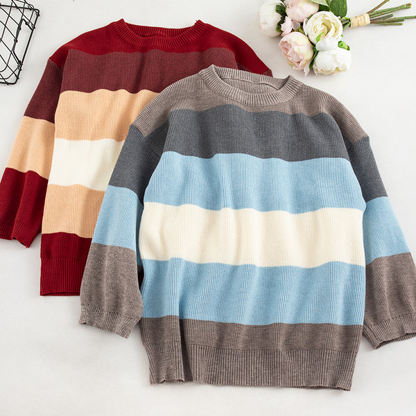 Casual γυναικεία πουλόβερ σε δύο χρώματα με ωοειδές λαιμόκοψη