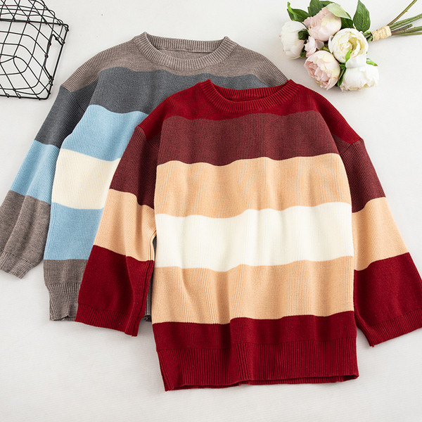 Casual γυναικεία πουλόβερ σε δύο χρώματα με ωοειδές λαιμόκοψη