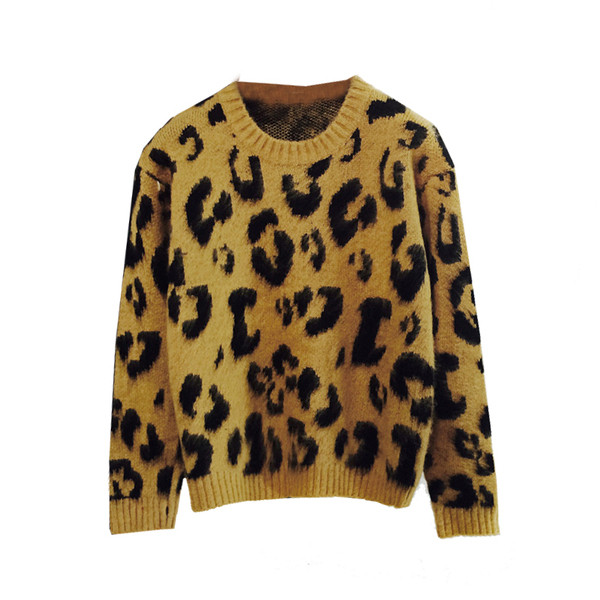 Γυναικείο πουλόβερ με στρογγυλό ντεκολτέ και ζωικό μοτίβο
