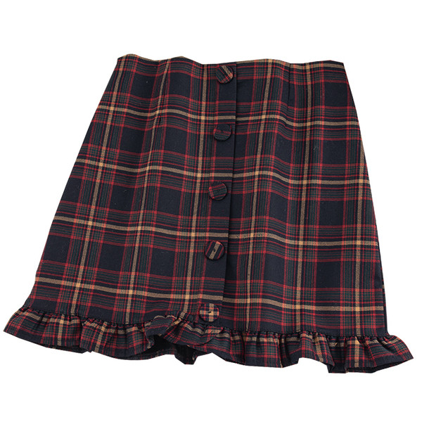 Kockás női szoknya magas derékkal, gombokkal három színben