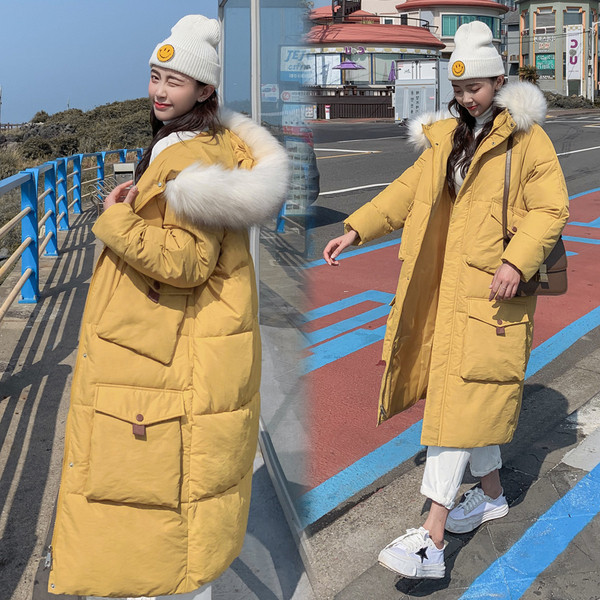 Geaca de iarna lunga de dama cu gluga in mai multe culori