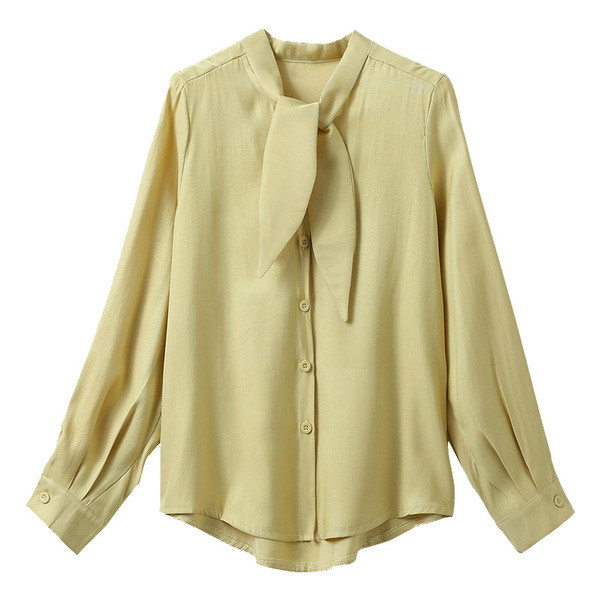 Női ing, sárga és zöld színben megkötő gallérral