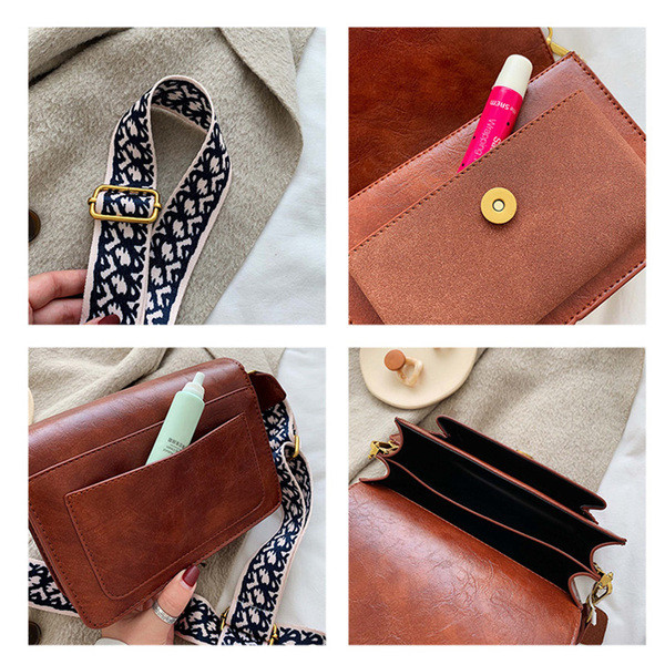 Női táska hosszú füllel fekete, kék, zöld és barna színekben