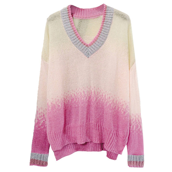 Γυναικείο μακρύ πουλόβερ με λαιμόκοψη σε διάφορα χρώματα