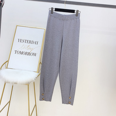 Női alkalmi nadrág gombokkal, magas derékkal