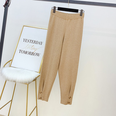 Női alkalmi nadrág gombokkal, magas derékkal