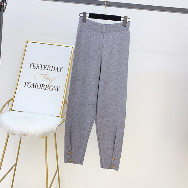 Női alkalmi nadrág gombokkal, magas derékkal