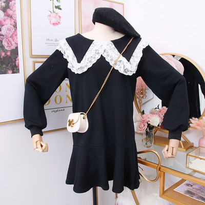 Rochie de dama casual model nou cu dantela in gri si negru