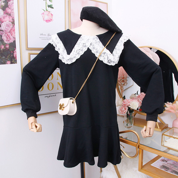 Rochie de dama casual model nou cu dantela in gri si negru