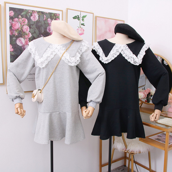 Rochie de dama casual model nou cu dantela in gri si negru