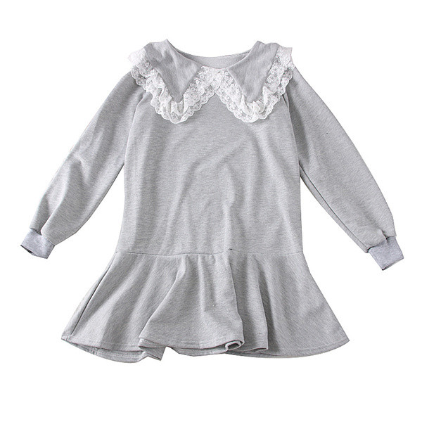 Rochie de dama casual model nou cu dantela in gri si negru