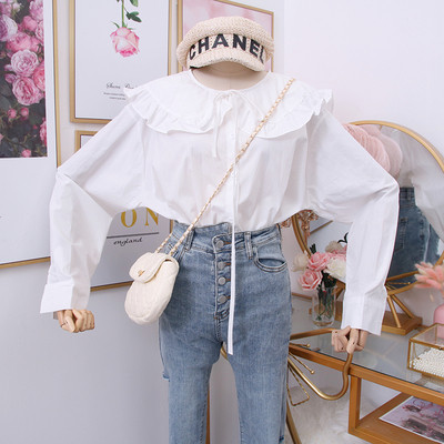 Modern női blúz O-nyakú fehér, barna és fekete színekben