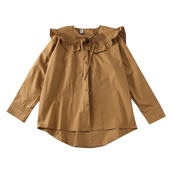 Modern női blúz O-nyakú fehér, barna és fekete színekben