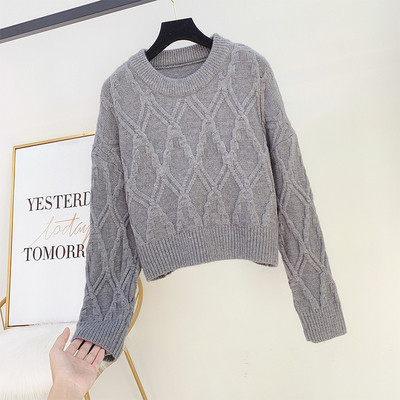 Női alkalmi pulóver kerek nyakkivágással, négy színben