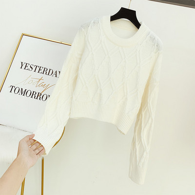 Női alkalmi pulóver kerek nyakkivágással, négy színben