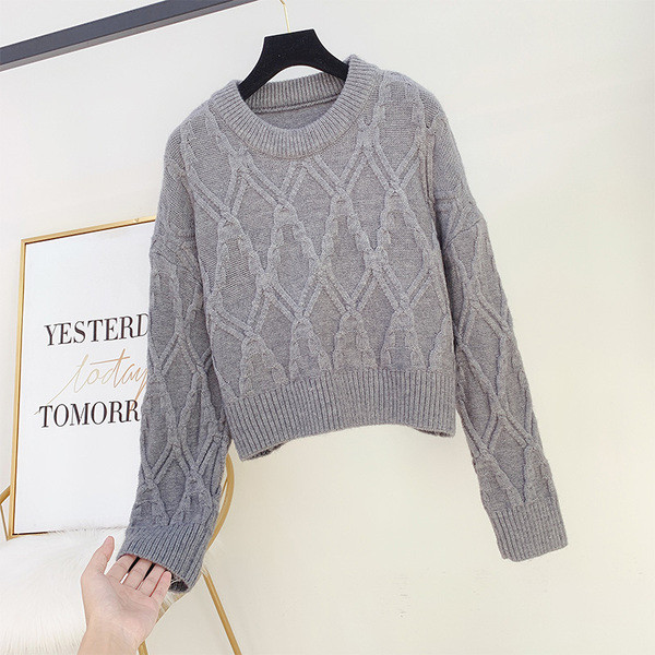 Női alkalmi pulóver kerek nyakkivágással, négy színben