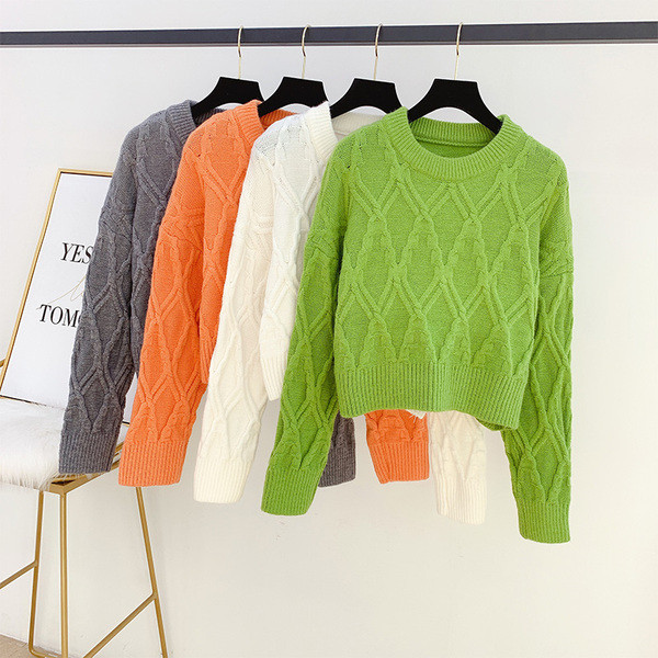 Női alkalmi pulóver kerek nyakkivágással, négy színben