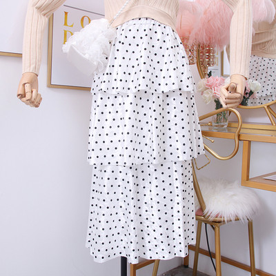 Μοντέρνα γυναικεία φούστα πουά βελούδινη σε διάφορα χρώματα