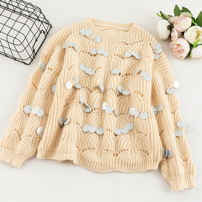 Κομψό γυναικείο πουλόβερμε πούλιες και οβάλ λαιμόκοψη σε τρία χρώματα