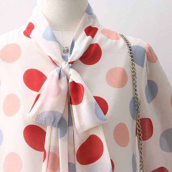 Cămașă modernă de damă cu guler panglică în două culori