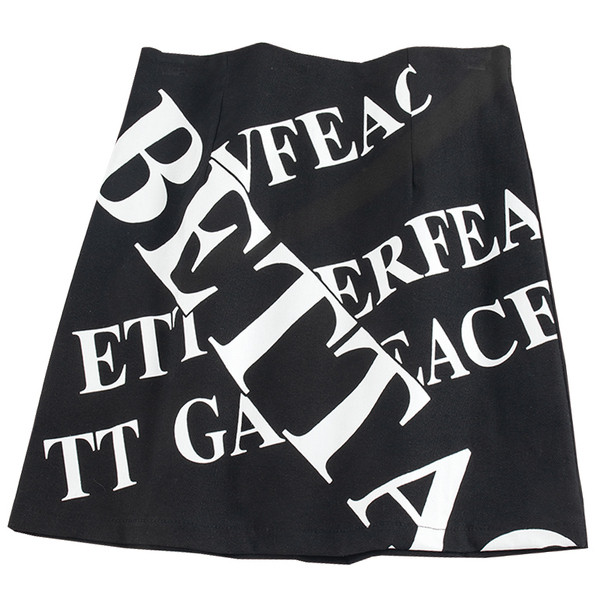 Lezser női rövid szoknya magas derékkal, két színben felirattal