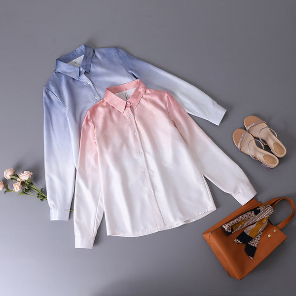 Modern női ing, hosszú ujjal és gombokkal, irizáló színekben