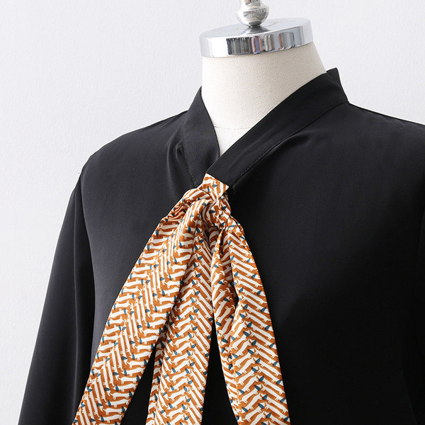 Új modell női ing színes fekete-fehér szalaggal