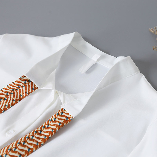 Új modell női ing színes fekete-fehér szalaggal