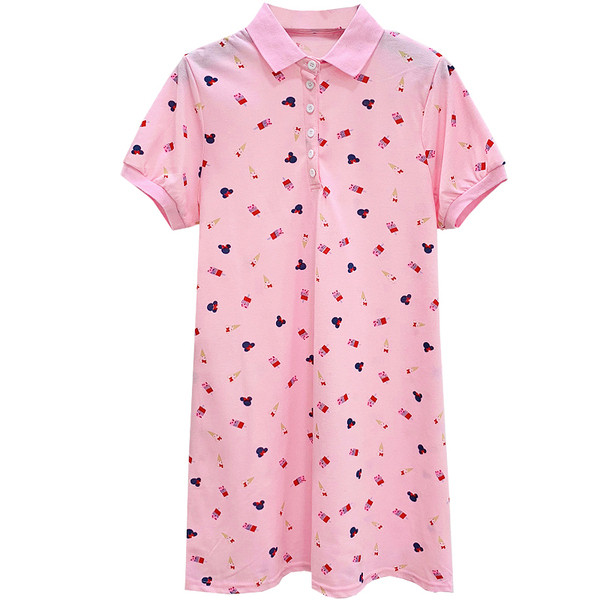 Női alkalmi ruha klasszikus gallérral, rózsaszín színben