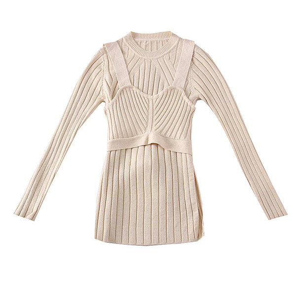 Νέο μοντέλο γυναικείο πουλόβερ με O-λαιμόκοψη σε μπεζ, μαύρο και μπλε χρώμα